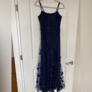 Lulus Abundant Charm Navy Blue 3D Floral Applique Maxi Dress- NWOT